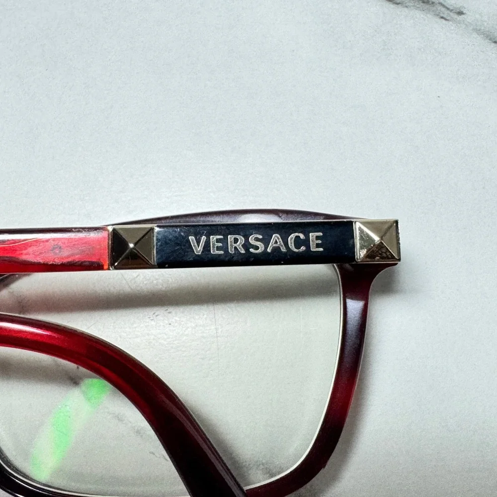 Versace Dark Red Havana Eyeglasses MOD 3186 5184 54-16-140 Rectangle Frames